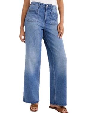Free Assembly Women's Patch Pocket Wide Leg Jeans Medium Wash Size 14